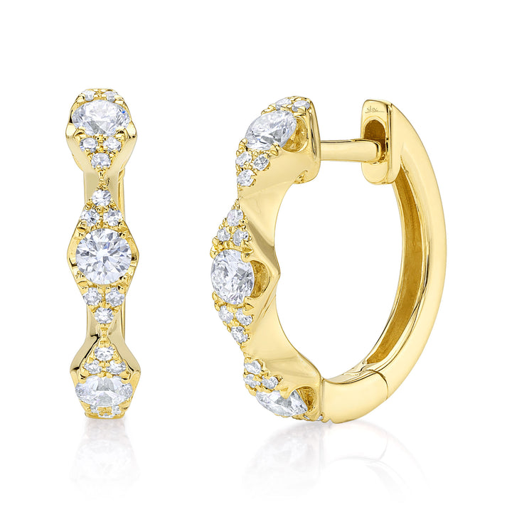 Shy Creation 0.39Ct 14K Yellow Gold Diamond Huggie Earring SC55028056