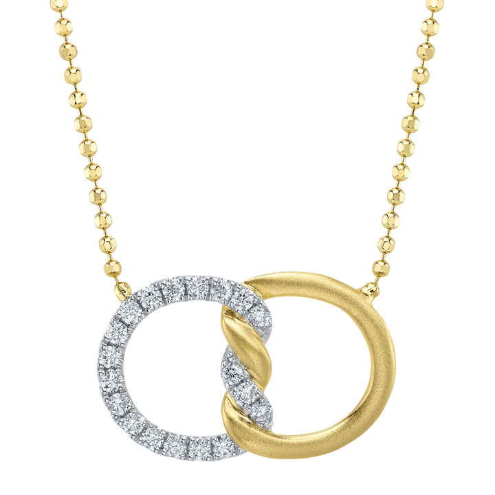 Shy Creation 0.23Ct 14K Yellow Gold Diamond Matte Faceted Ball Chain Necklace SC55028320RD