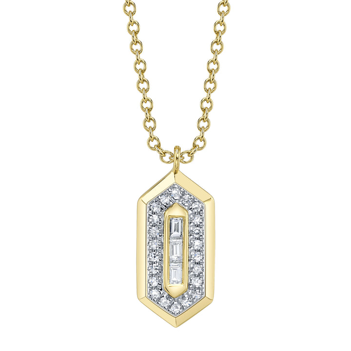 Shy Creation 0.13Ct 14K Yellow Gold Diamond Baguette Necklace SC55028347RD