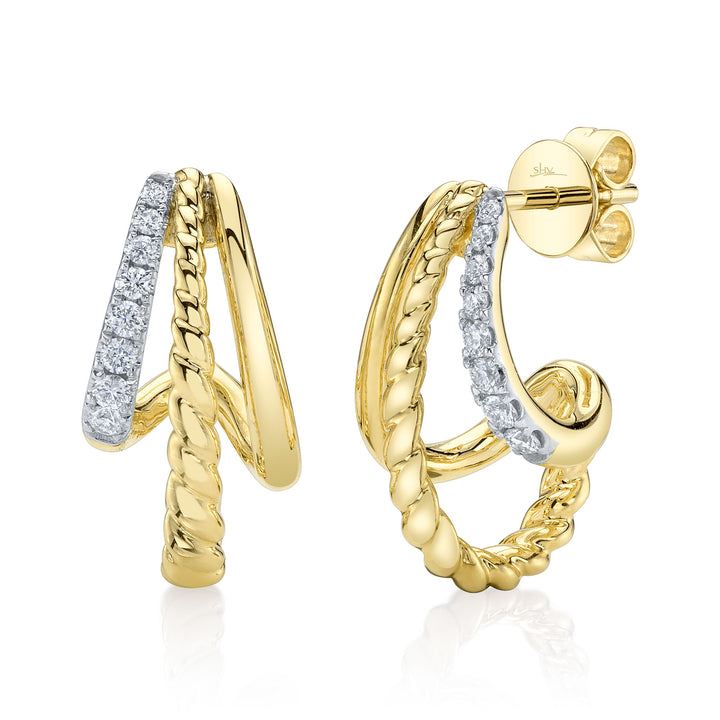 Shy Creation 0.21Ct 14K Yellow Gold Diamond Earring SC55028532RD