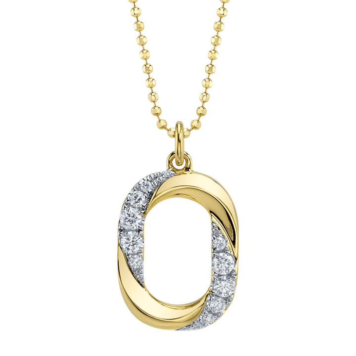 Shy Creation 0.20Ct 14K Yellow Gold Diamond Oval Faceted Ball Chain Necklace SC55028855RD