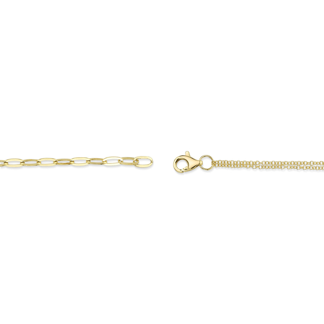 Shy Creation 0.12 TCW Diamond & 0.54 CT Mother Of Pearl 14K Yellow Gold Clover Paper Clip Link Bracelet SC55028999