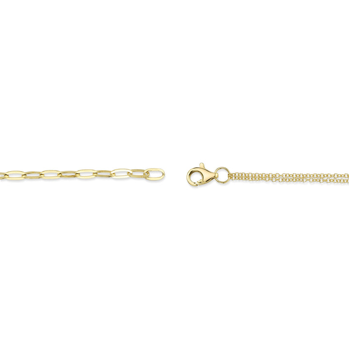 Shy Creation 0.12 TCW Diamond & 0.54 CT Mother Of Pearl 14K Yellow Gold Clover Paper Clip Link Bracelet SC55028999