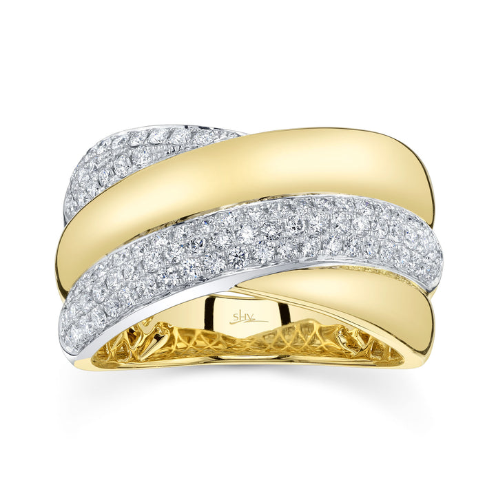 Shy Creation 14K Two-Tone Yellow & White Gold  0.72 TCW Diamond Pavé Ring SC55029019