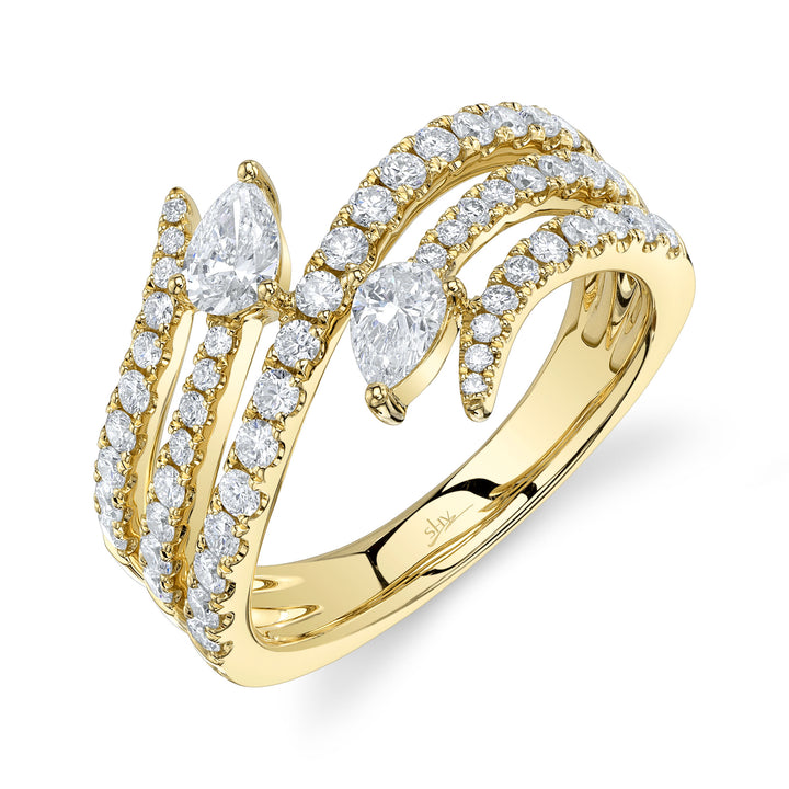 Shy Creation 1.10 TCW 14K Yellow Gold Diamond Pear Ring SC55029161