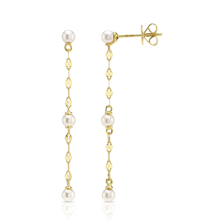 Shy Creation 14K Yellow Gold Cultured Pearl Sparkle Chain Earring SC55029212