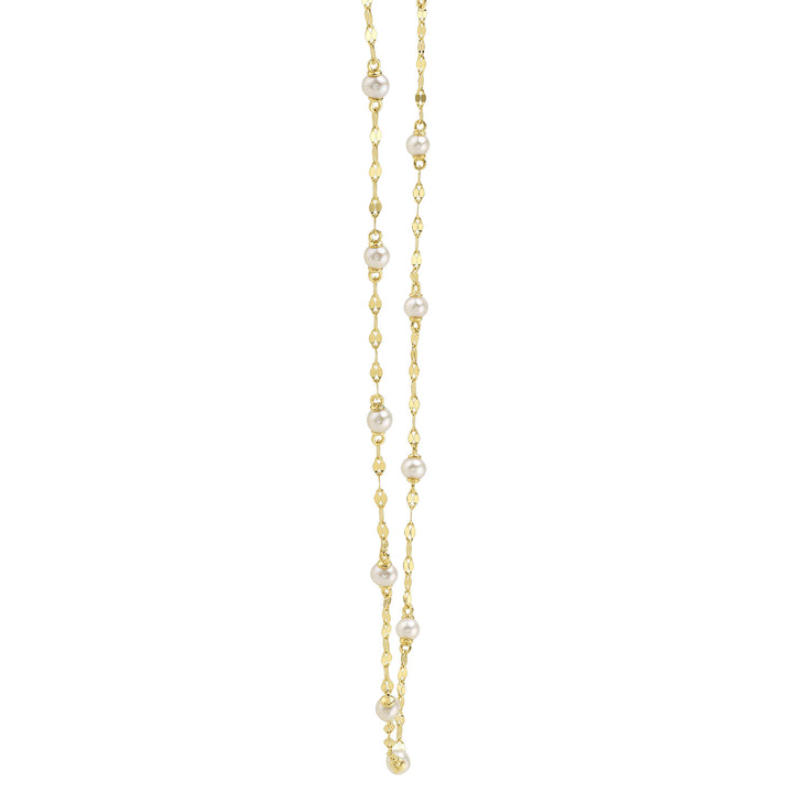 Shy Creation 14K Yellow Gold Cultured Pearl Sparkle Chain Necklace SC55029218