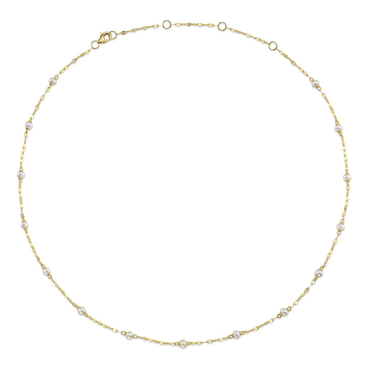 Shy Creation 14K Yellow Gold Cultured Pearl Sparkle Chain Necklace SC55029218