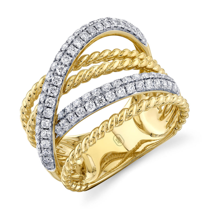 Shy Creation 14K Yellow & White Gold 0.86 TCW Diamond Bridge Ring SC55029526RD