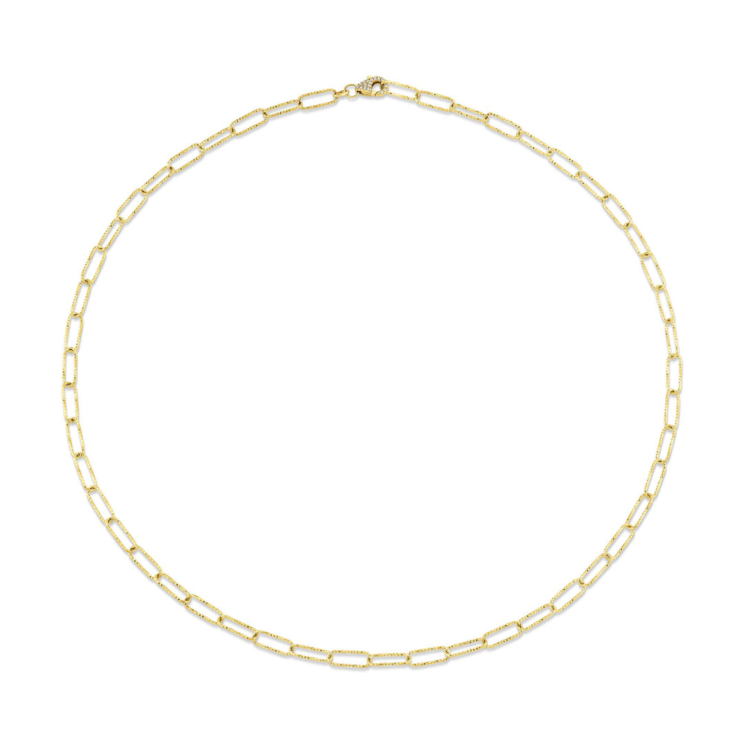 Shy Creation 14K Yellow Gold 0.05 TCW Diamond Clasp Paper Clip Link Necklace SC55029565