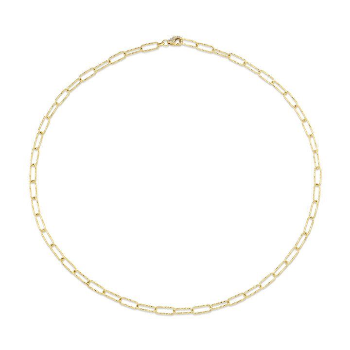 Shy Creation 14K Yellow Gold 0.05 TCW Diamond Clasp Paper Clip Link Necklace SC55029565