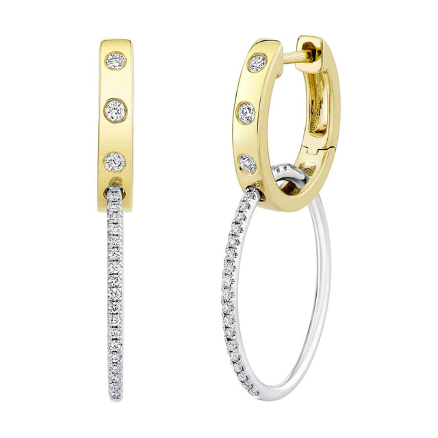 Shy Creation 0.27 ct Diamond Oval Earrings in 14K Two-Tone Yellow Gold