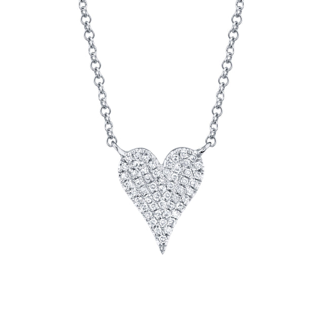 Shy Creation 0.11 ct Diamond Pavé Heart Necklace in 14K White Gold