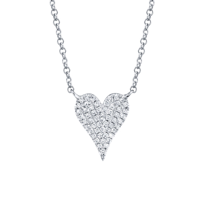 Shy Creation 0.11 ct Diamond Pavé Heart Necklace in 14K White Gold — SC55006925