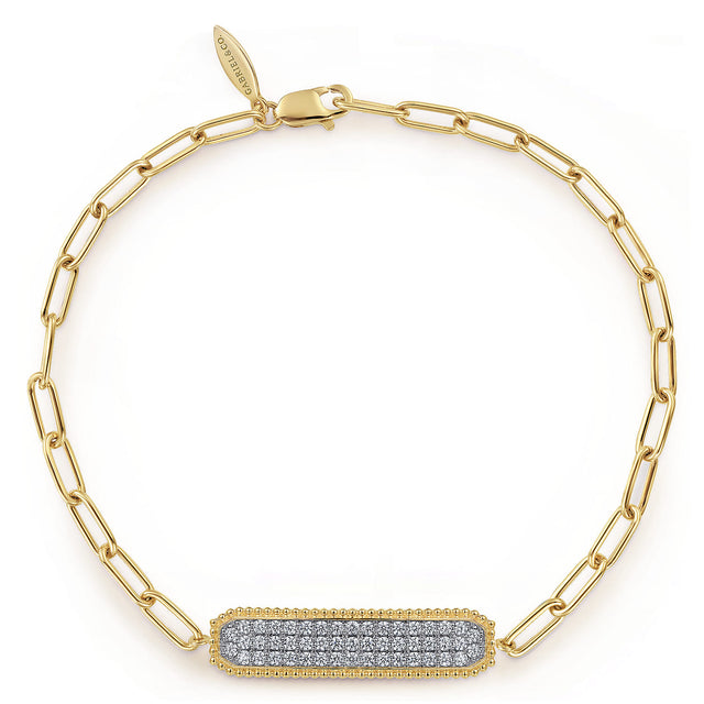 Gabriel & Co. 14K Yellow Gold Diamond Bar Chain Bracelet