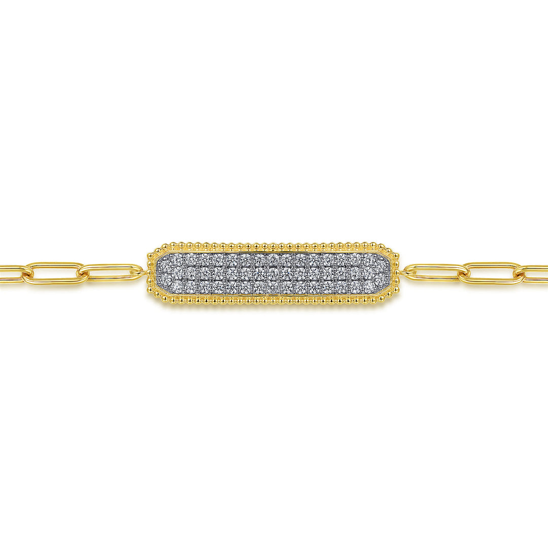 Gabriel & Co. 14K Yellow Gold Diamond Bar Chain Bracelet — diamond detail — TB4583Y45JJ