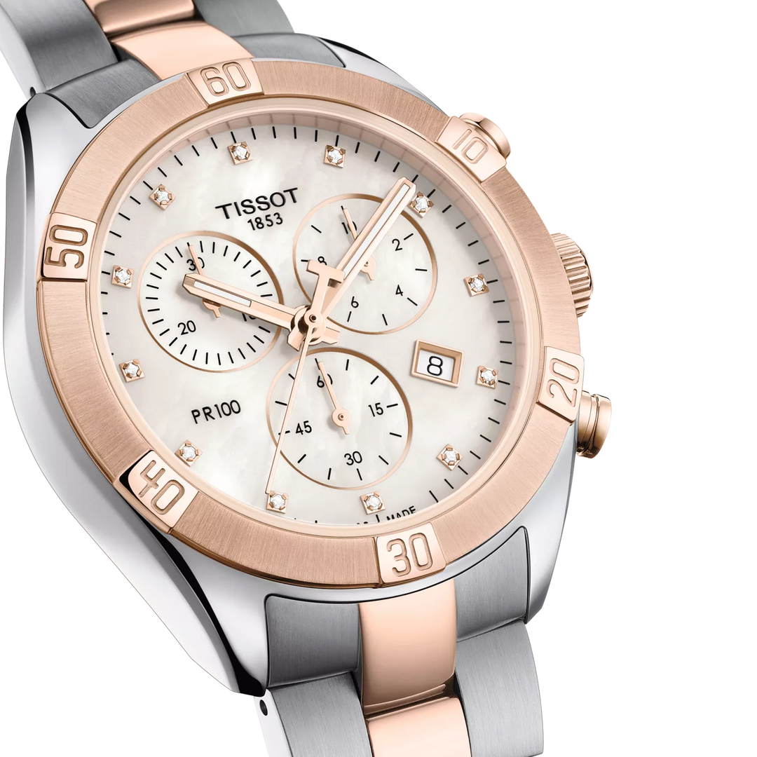 Tissot PR 100 Sport Chic Chronograph 38 mm T1019172211600 dial detail