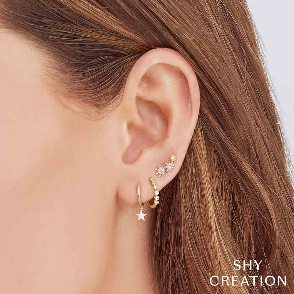 Shy Creation Celeste 0.06 Ct Diamond Star Crawler Stud Earring SC55006158
