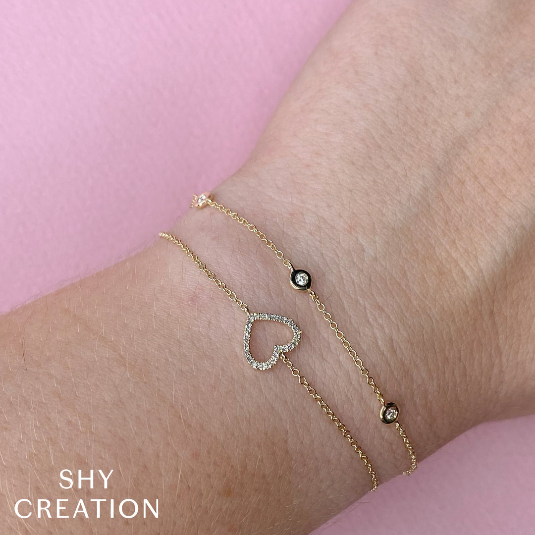 Shy Creation 0.13 TCW 14K Yellow Gold 7" Diamonds By The Yard Bracelet SC22003858
