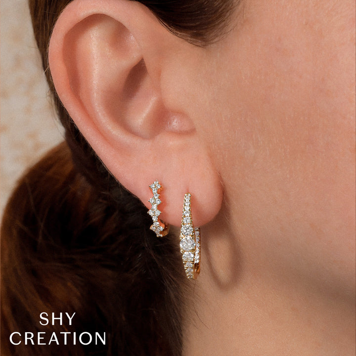 Shy Creation 1.53Ct 14K Yellow Gold Diamond Hoop Earring SC22009968D0.95