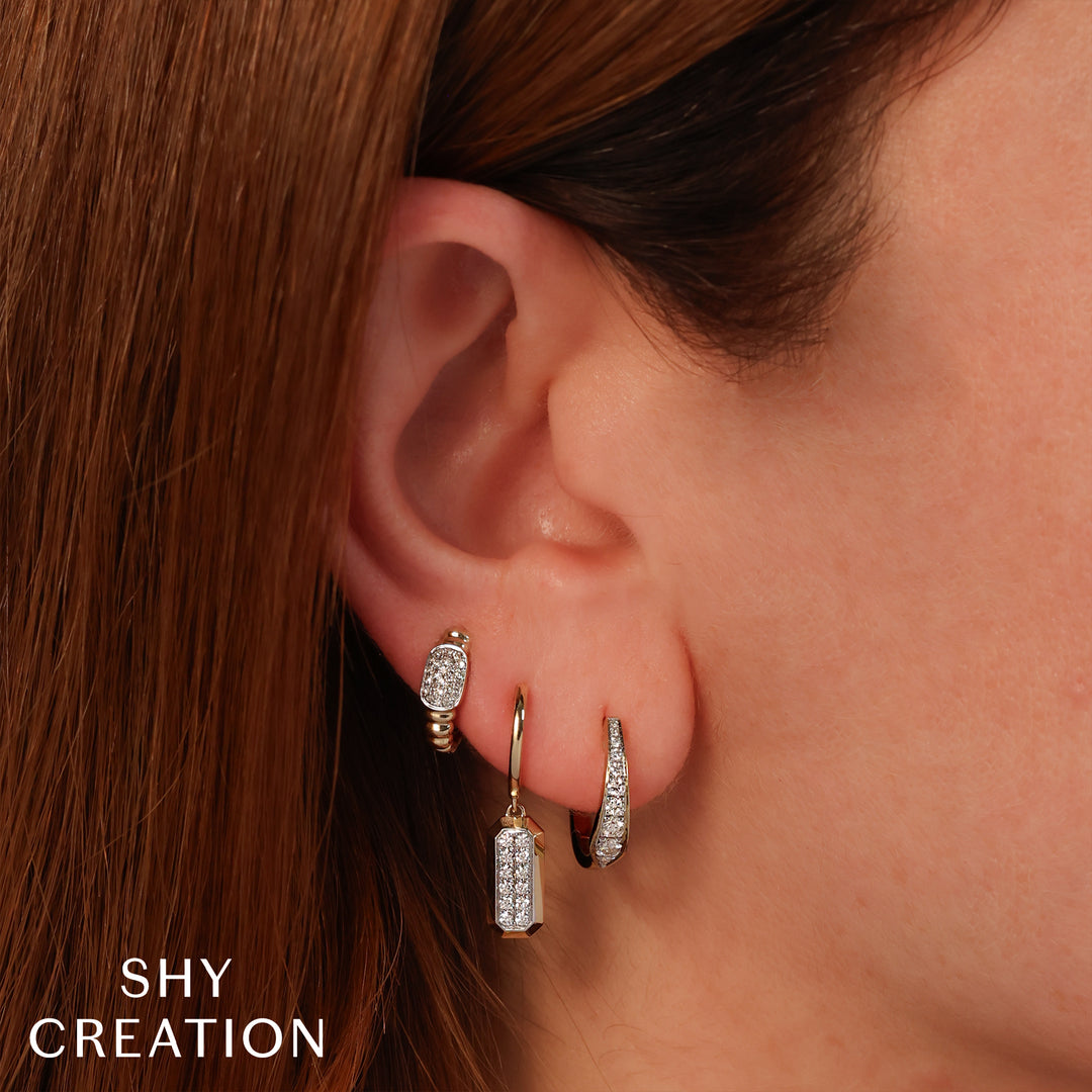 Shy Creation 0.25Ct 14K Yellow Gold Diamond Geo Cut Earring SC55027597RD