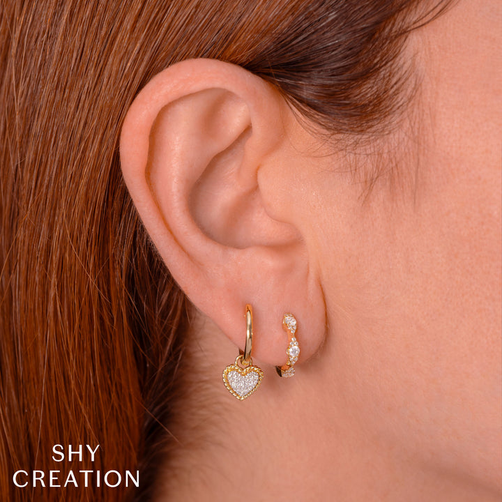 Shy Creation 0.39Ct 14K Yellow Gold Diamond Huggie Earring SC55028056