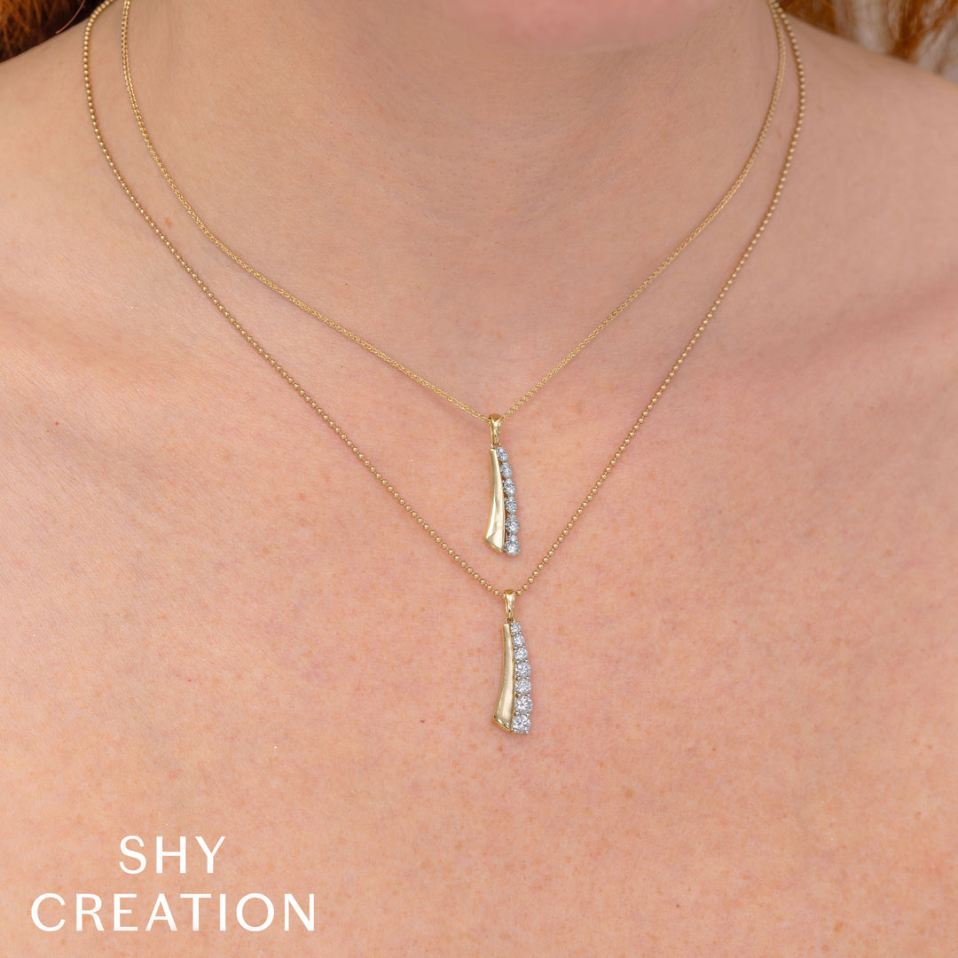Shy Creation 0.17Ct 14K Yellow Gold Diamond Chopin Chain Necklace SC41002308RD