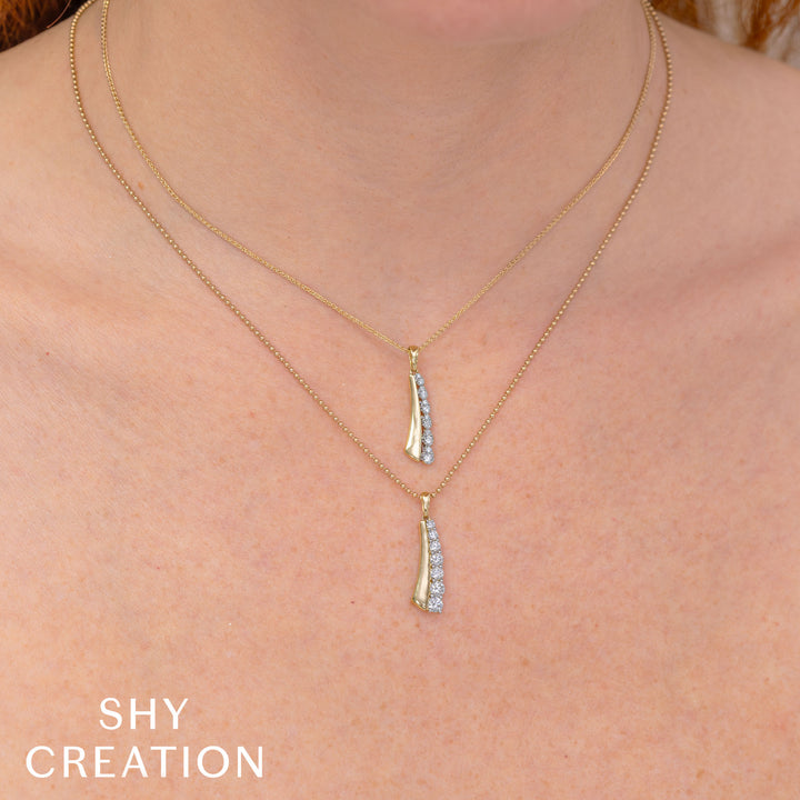 Shy Creation 0.17Ct 14K Yellow Gold Diamond Chopin Chain Necklace SC41002308RD