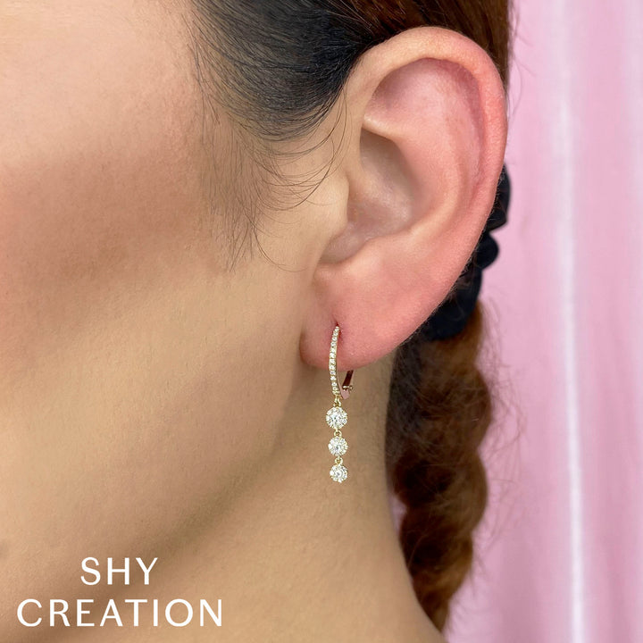 Shy Creation 0.32 Ct 14K Yellow Gold Diamond Earring SC55002821V6