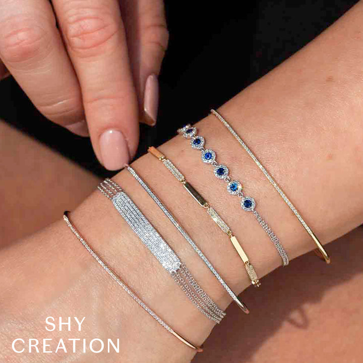 Shy Creation 0.21 TCW Diamond & 0.53 TCW Blue Sapphire 14K White Gold Bracelet SC55005033