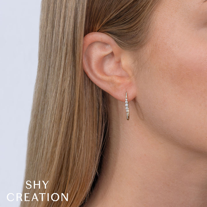 Shy Creation 14K Yellow Gold 0.29 TCW Diamond Oval Hoop Earrings SC55022231H0.80