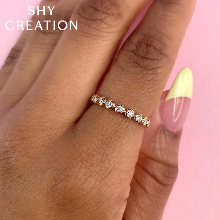 Shy Creation 0.17Ct 14K Yellow Gold Diamond Bezel Lady'S Band SC55022617