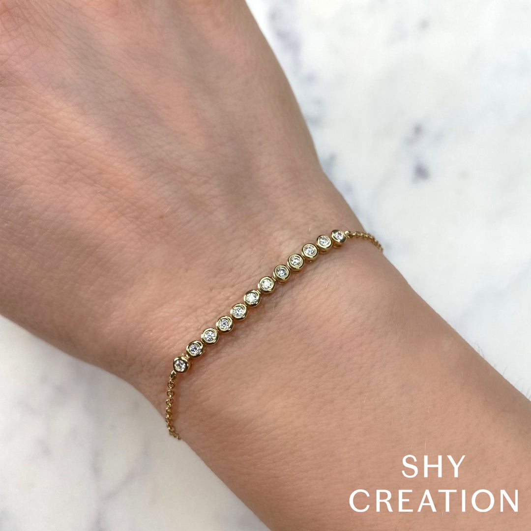 Shy Creation 14K Yellow Gold 0.26 TCW Diamond Bezel Bracelet SC55024917