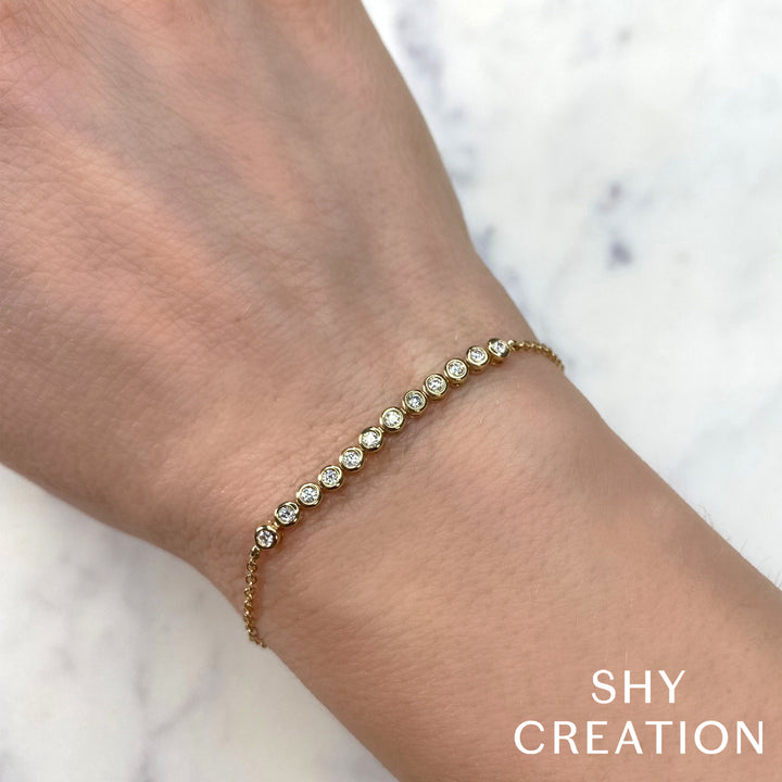 Shy Creation 14K Yellow Gold 0.26 TCW Diamond Bezel Bracelet SC55024917