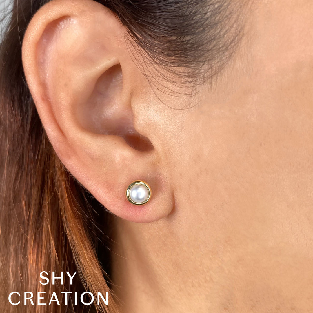 Shy Creation Cultured Pearl Circle Stud Earring SC55025173