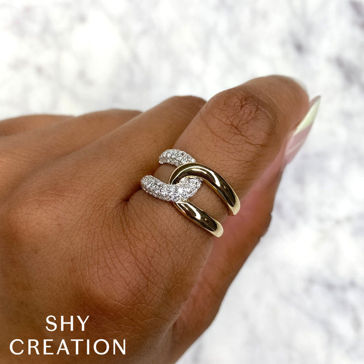 Shy Creation 14K Two-Tone Yellow & White Gold 0.71 TCW Diamond Knot Ring SC55025746