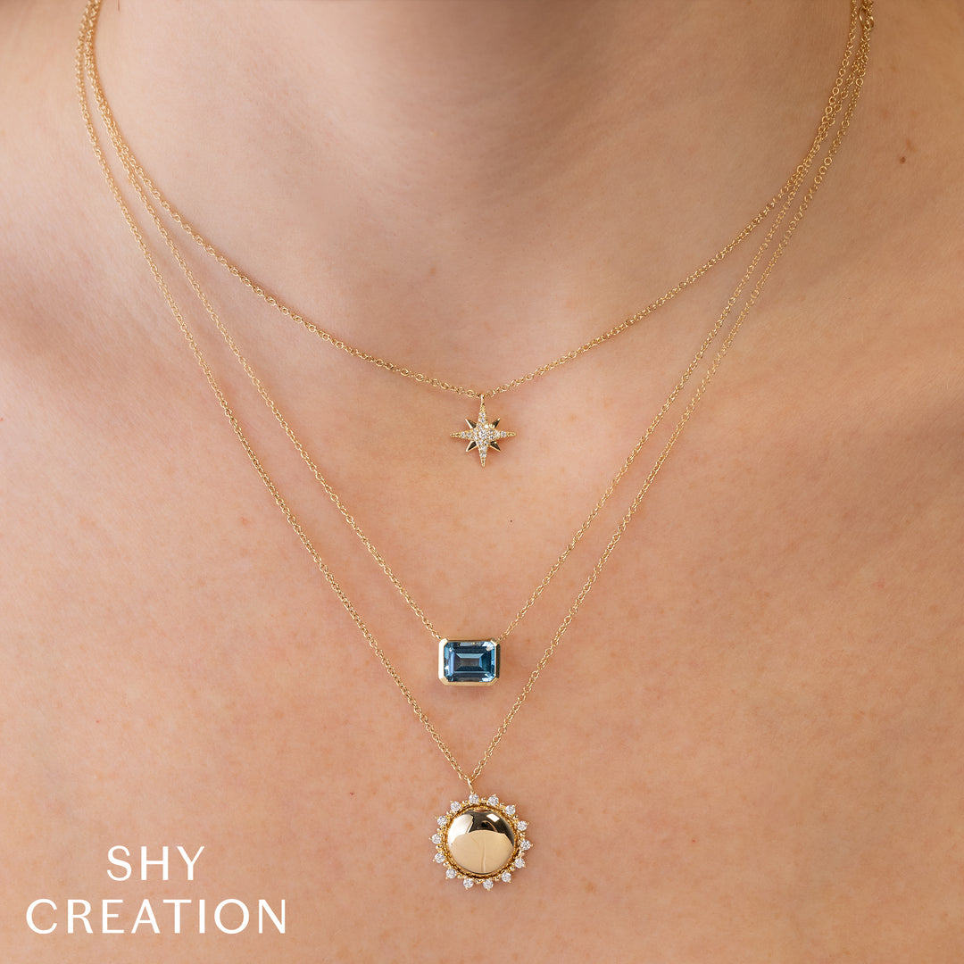 Shy Creation 0.06Ct 14K Yellow Gold Diamond North Star Necklace SC55026493
