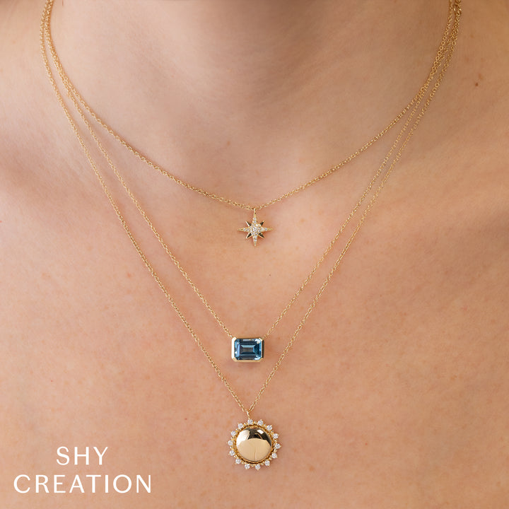 Shy Creation 0.06Ct 14K Yellow Gold Diamond North Star Necklace SC55026493