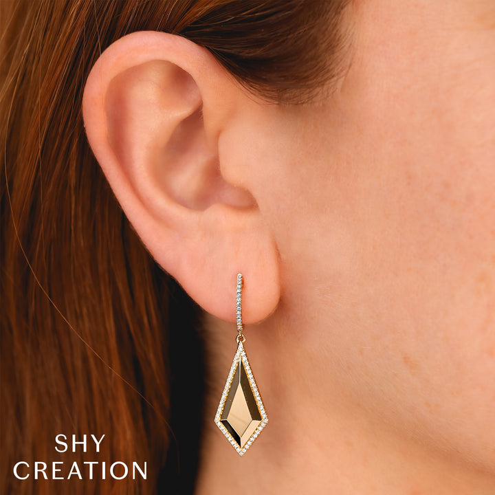Shy Creation 0.33 Ct 14K Yellow Gold Geo Cut Earring SC55026870