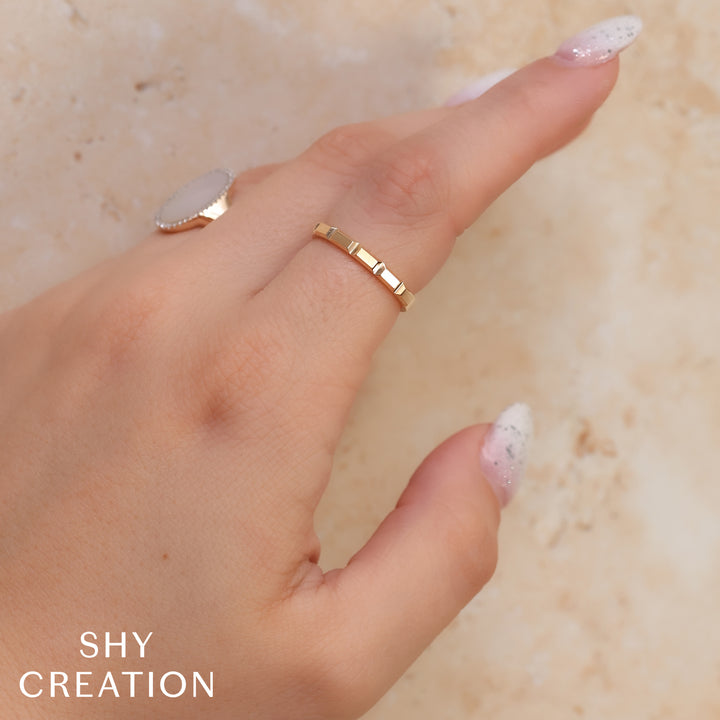 Shy Creation 14K Yellow Gold Geo Cut Band SC55026873V2GO