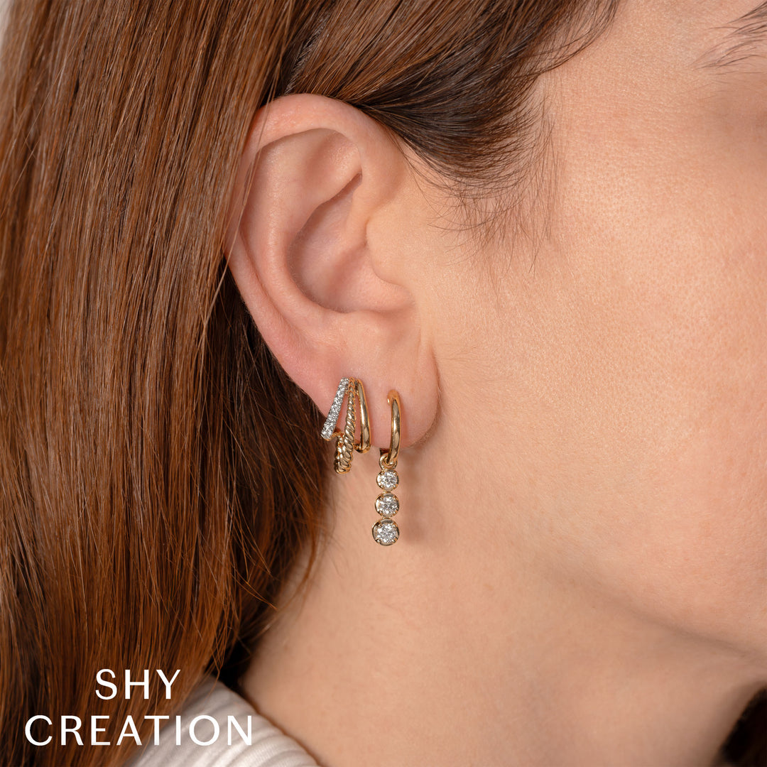 Shy Creation 0.21Ct 14K Yellow Gold Diamond Earring SC55028532RD