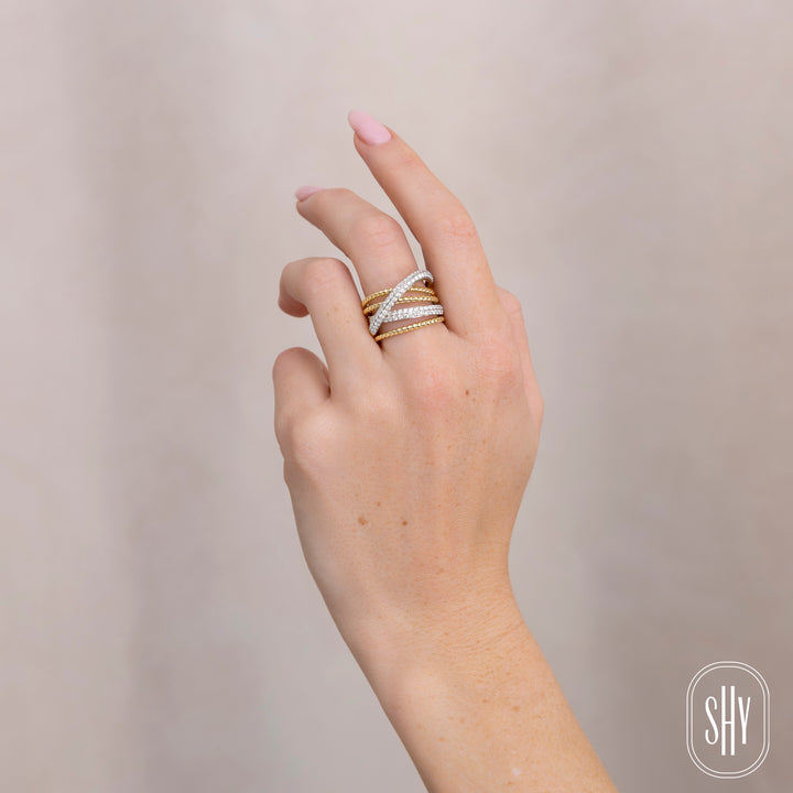 Shy Creation 14K Yellow & White Gold 0.86 TCW Diamond Bridge Ring SC55029526RD