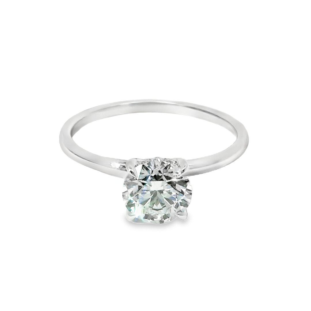 14K Gold Round Lab Diamond Hidden Halo Engagement Ring