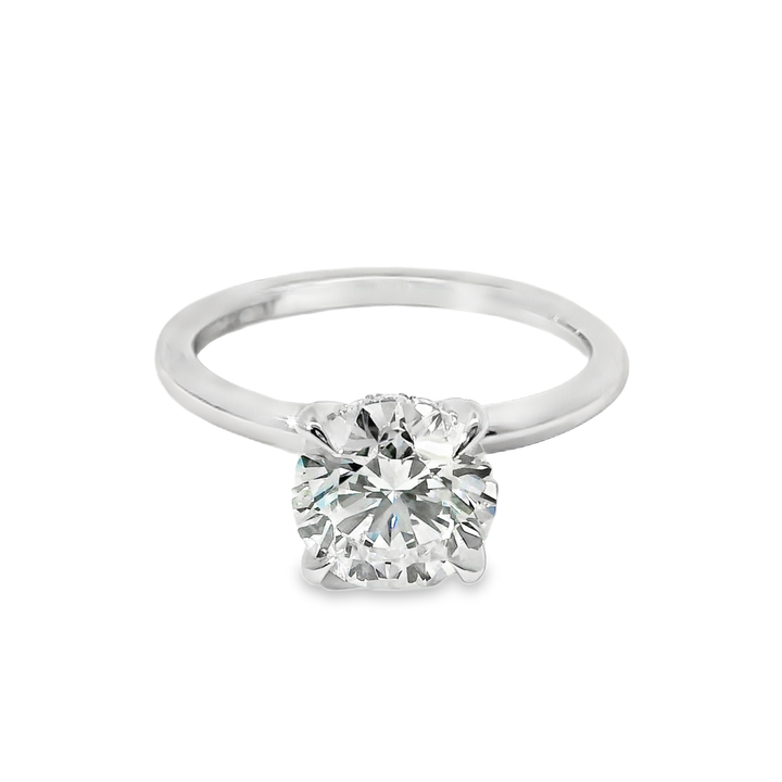 14K Gold Round Lab Diamond Hidden Halo Engagement Ring