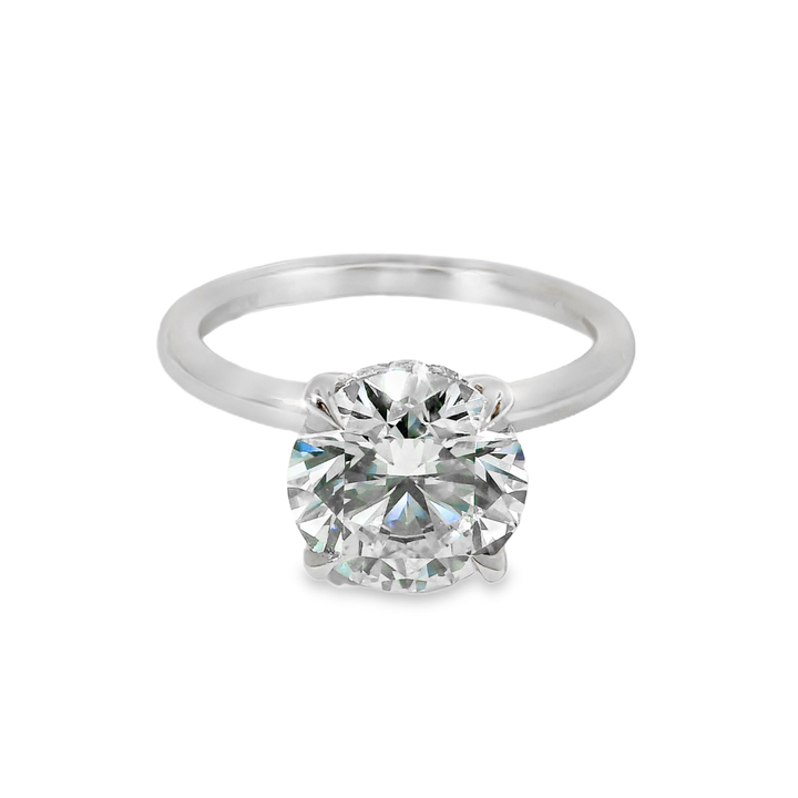 14K Gold Round Lab Diamond Hidden Halo Engagement Ring
