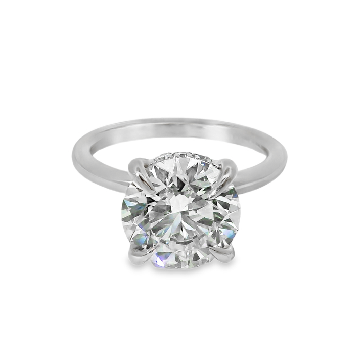 14K Gold Round Lab Diamond Hidden Halo Engagement Ring