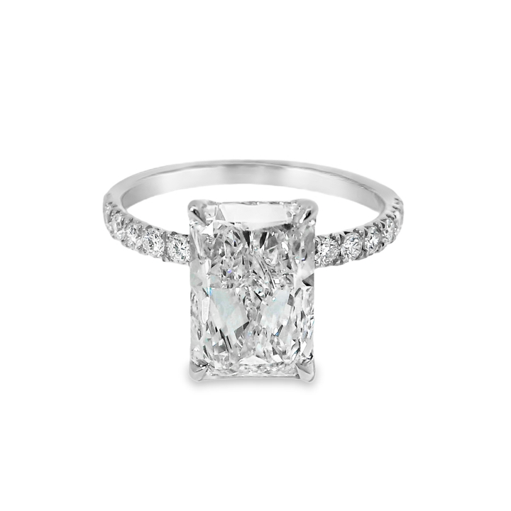 14K Gold Radiant Lab Diamond Pavé Engagement Ring
