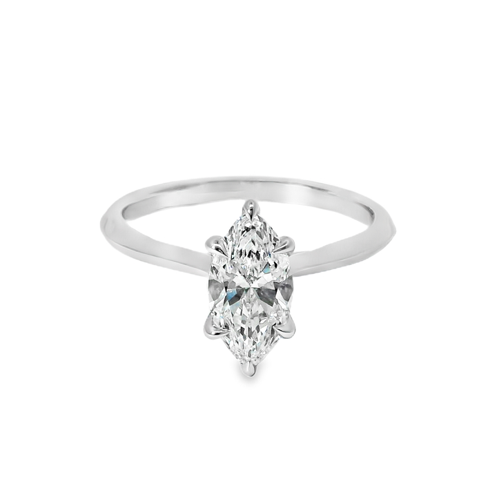 14K Gold Marquise Lab Diamond Solitaire Engagement Ring