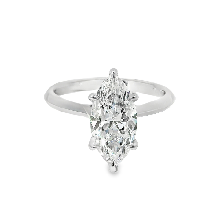 14K Gold Marquise Lab Diamond Solitaire Engagement Ring