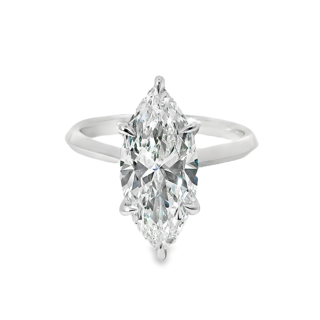 14K Gold Marquise Lab Diamond Solitaire Engagement Ring